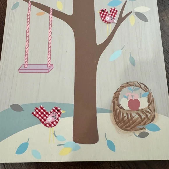 Pottery Barn Kids Woodland Tree & Birds Wall Art Panel – Pink, Brown, Red Blue - Picture 9 of 14